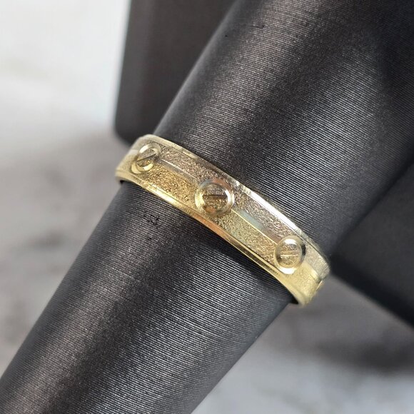 Mens Vintage Estate 18K White & Yellow Gold Wedding Band Ring 3.7g E5672
